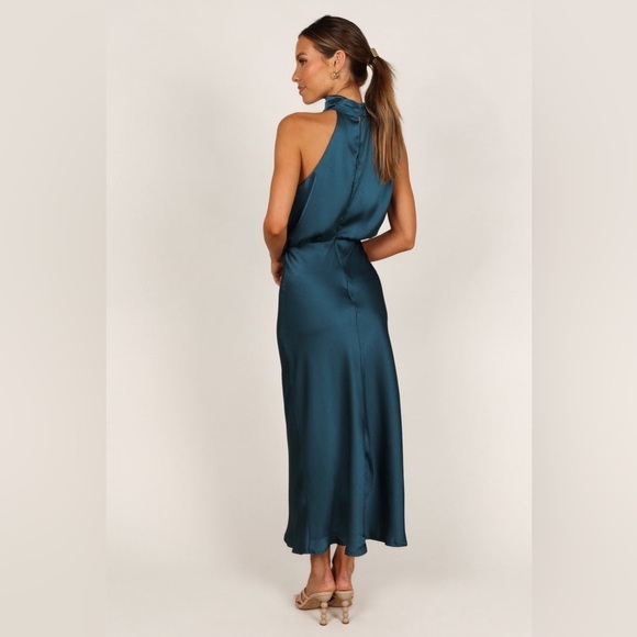 PETAL & PUP ANABELLE HALTER NECK MIDI DRESS - TEAL M B3277 - Picture 7 of 9